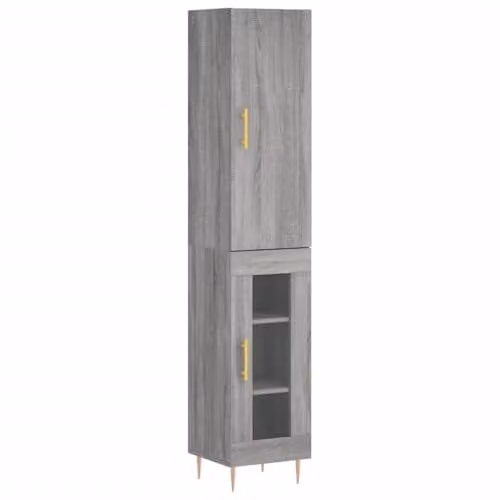 vidaXL Modern Grey Highboard with Internal Shelves, W/D/H: 34.5 x 34.0 x 180.0 cm – 1