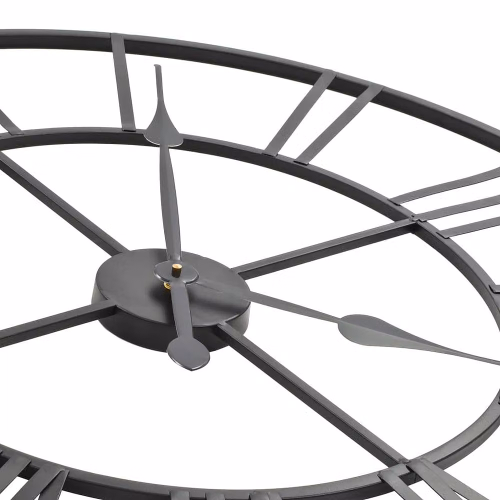 Berkfield Home Vintage Round Metal Wall Clock with Quartz Movement, Black, Diameter: 80 cm – 4