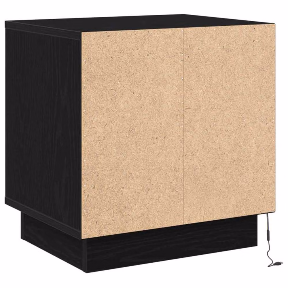 Berkfield Home Bedside Cabinet with Integrated LED Lights in Black Oak, W: 44 cm, D: 34.5 cm, H: 45 cm – 6