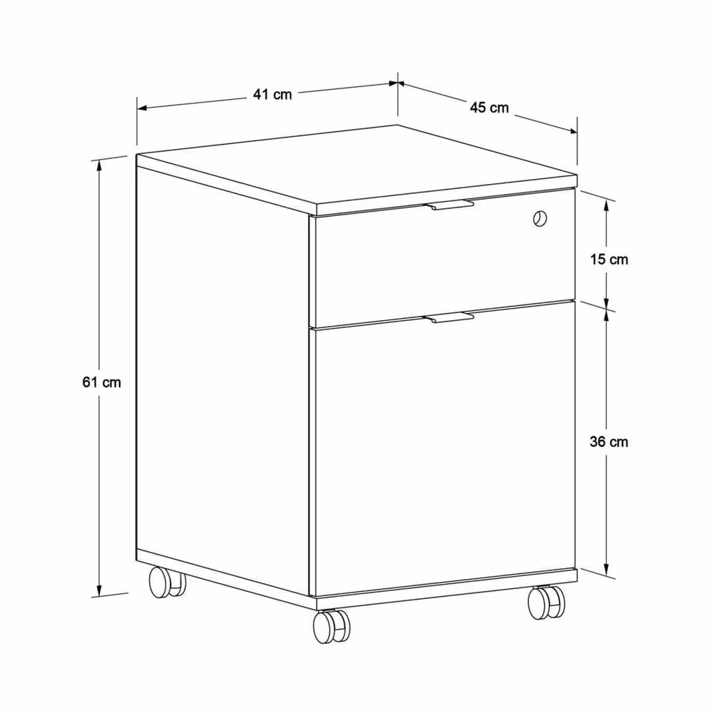 FORGEVIO White Lockable Mobile Office Cabinet with 1 Door and 1 Drawer – 2