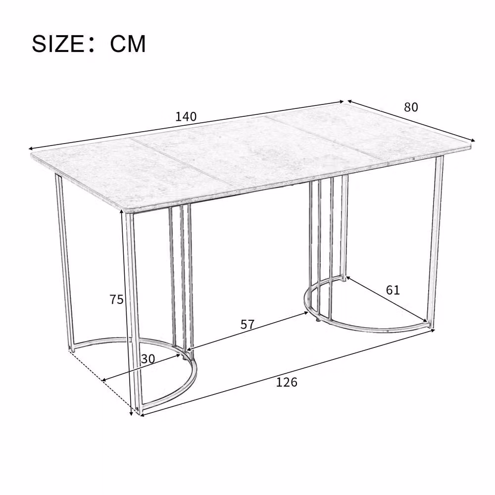 BTM Rectangular Modern Dining Table with White Marble Top and Metal Sled Base – 2