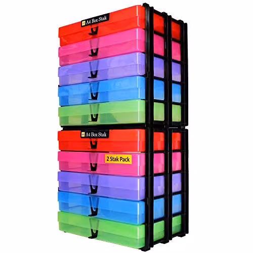 WestonBoxes Stackable A4 Craft Storage Unit with Handles, 2 Pack – 2
