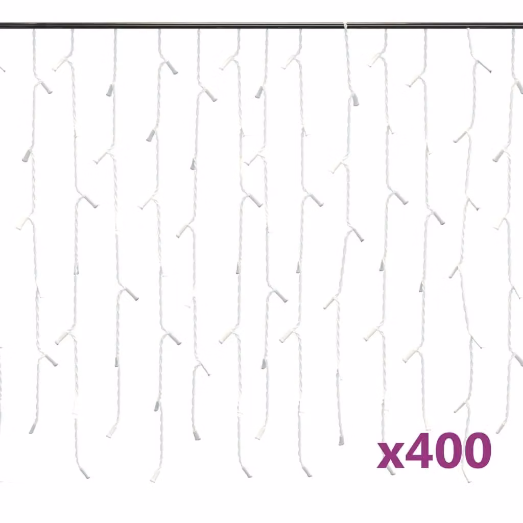 Berkfield Home LED Curtain Icicle Lights, 400 LED, Warm White, 10m – 2