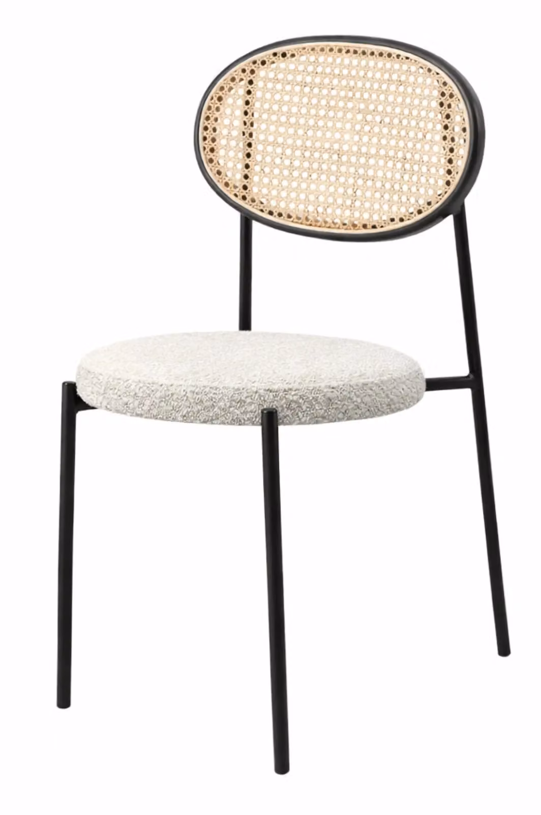 Fusion Living Paris Scandinavian Dining Chair in Cream Bouclé and Rattan with Metal Legs – 2