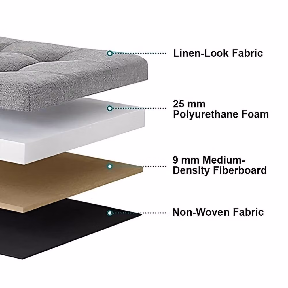 SPETLEK Folding Ottoman Storage Box in Grey Fabric and Linen – 2