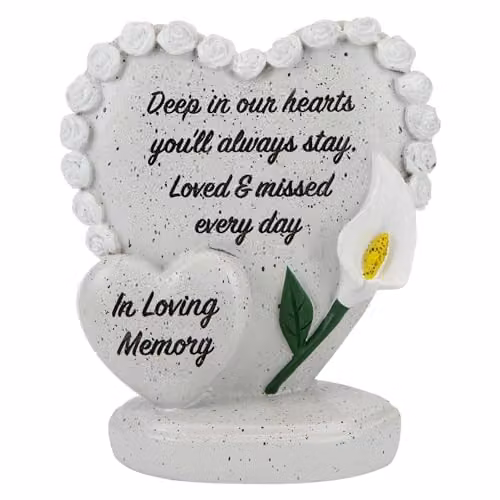 VFM e-Store Memorial Flower Pot Ornament in Grey, Resin, W/D/H: 15 x 15 x 13 cm