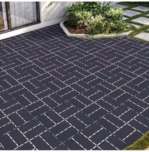 Living and Home 10-Piece Plastic Mosaic Parquet Effect Interlocking Floor Deck Tiles in Anthracite Grey – 1