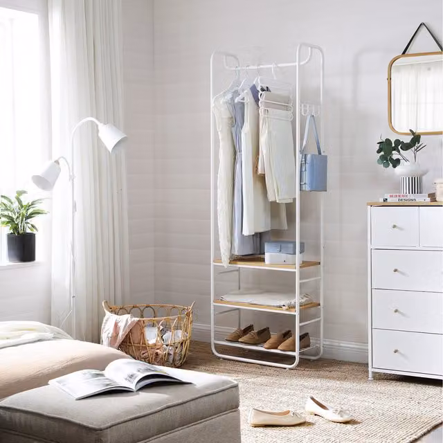 VASAGLE Minimalist White Hall Tree with Shoe Rack and Bench