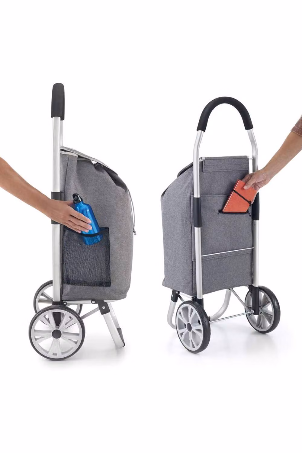 Metaltex Magnolia Folding Shopping Trolley, 45 Litres, Blue and Grey – 3
