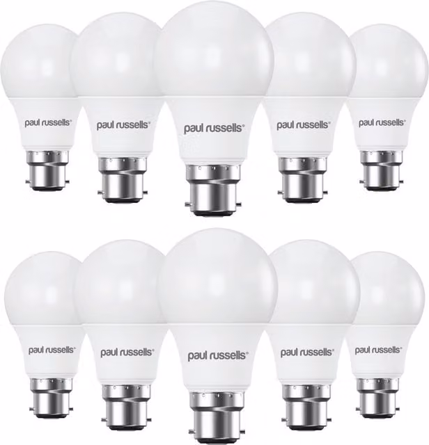 Paul Russells 60W Dimmable LED Globe Bulb, B22, Warm White, Pack of 10