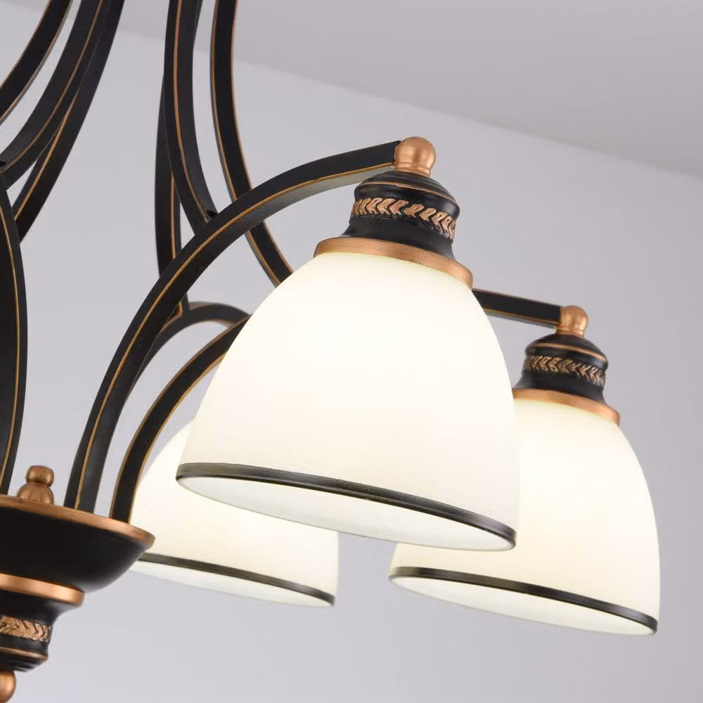 Garwarm 6-Light Dimmable Classic Traditional Chandelier in Black and Gold/Brass – 4
