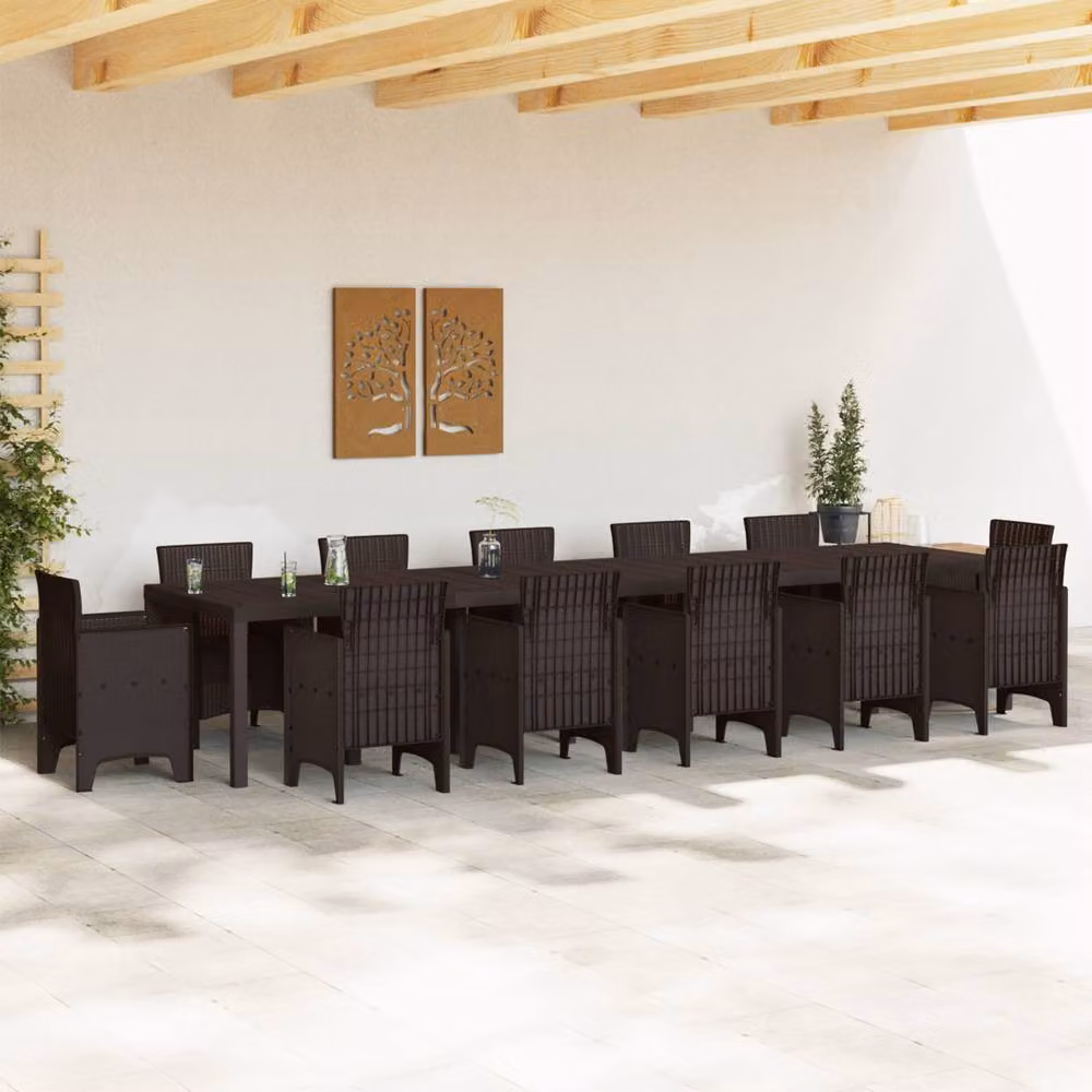 Berkfield Home Brown Extendable Poly Rattan Garden Table, W: 400 cm, D: 100 cm, H: 73 cm – 2