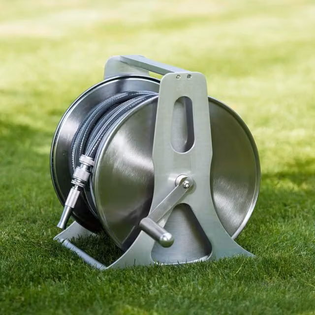 Flopro Professional Wall Mounted Metal Hose Reel in Silver