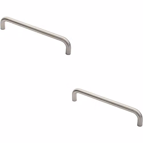 Loops 2-Pack Round D Bar Pull Handles in Brushed Silver Stainless Steel, 319 x 19 mm with 300 mm Fixing Centres