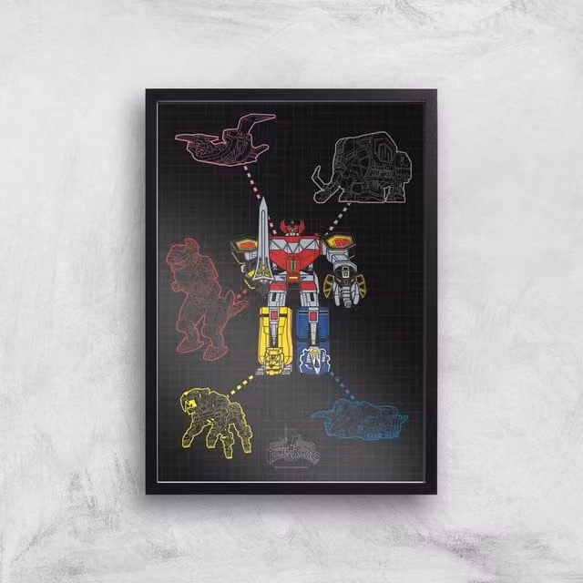 Power Rangers Megazord Multicolour Giclee Art Print, A2