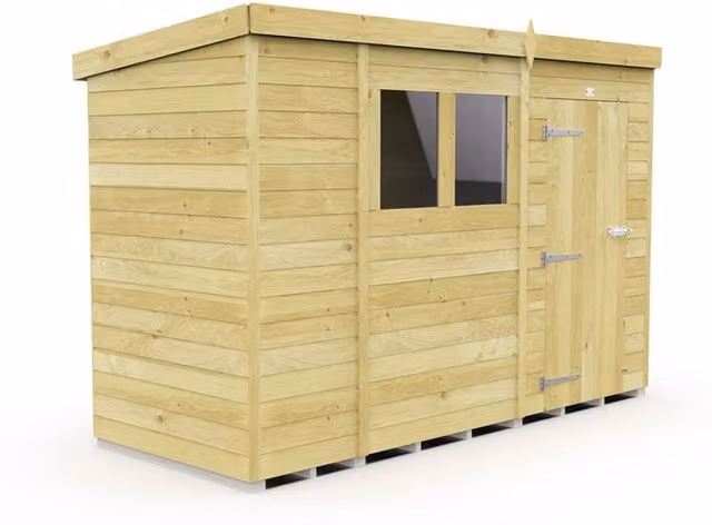 Buttercup Farm Brown Pent Shed with Single Door and Windows, L302 x W118 x H201 cm