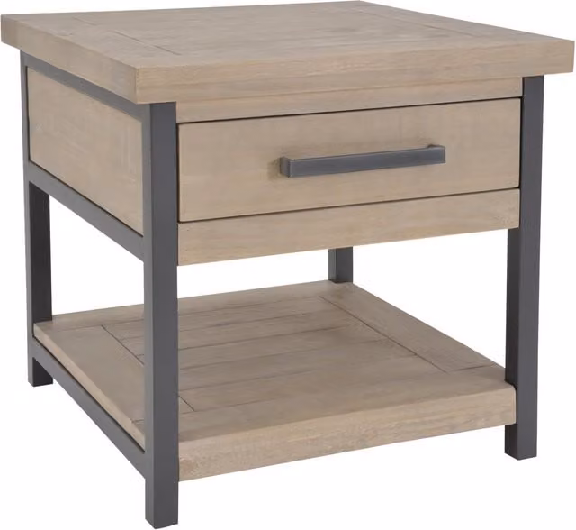 FWStyle Solid Pine Industrial Side Table in Brown
