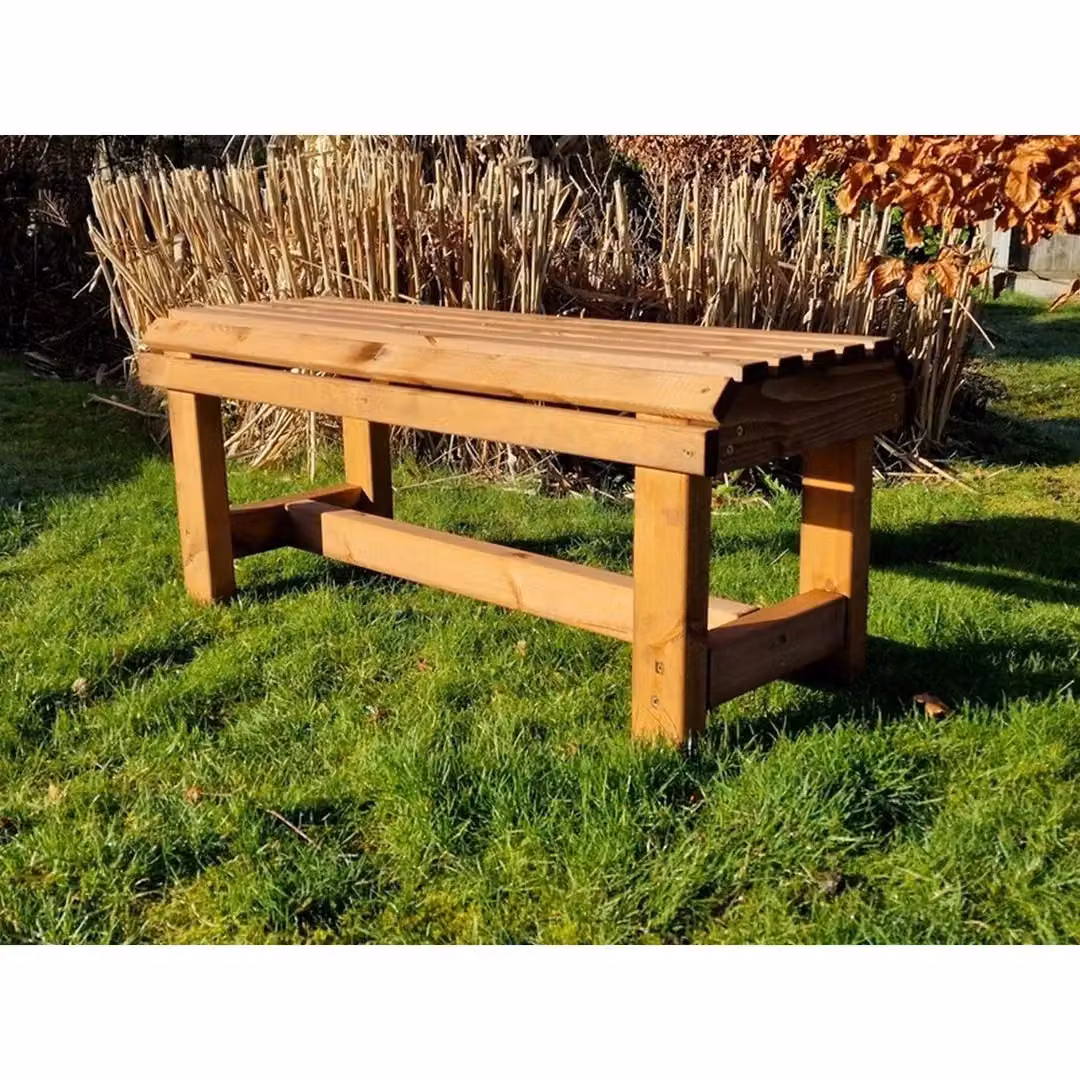 Churnet Valley Garden Furniture Ltd Valley Backless Garden Bench in Brown Pine Wood W/D/H: 99.5 x 43 x 39 cm – 2
