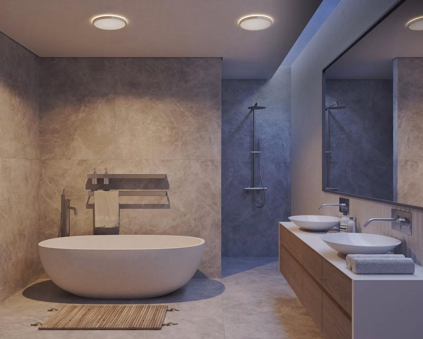 Nordlux Oja LED Ceiling Light, Silver Chrome Plastic, IP54 Bathroom Fitting, Dimmable – 3