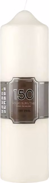 Marco Paul Unscented White Round Pillar Candle, H 24 cm x W 7 cm