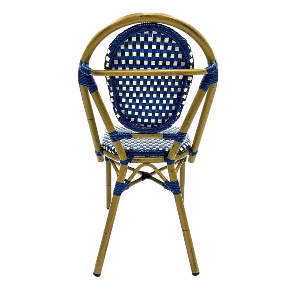 NESTLUNE Set of 2 Blue Rattan Bistro Chairs for Garden, Kitchen or Dining Room – 3