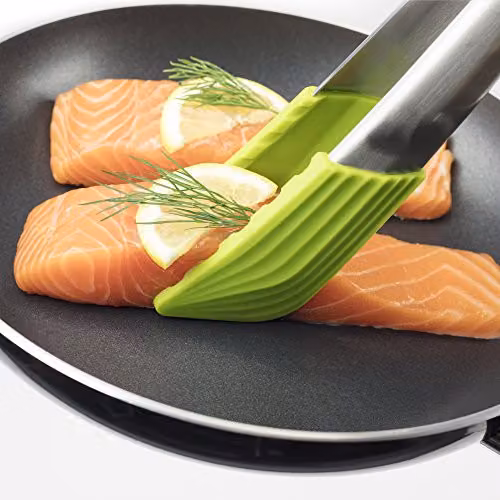 Zeal Heat Resistant Non-Scratch Silicone Tongs with Stainless Steel Handles, Green, 25 cm – 3