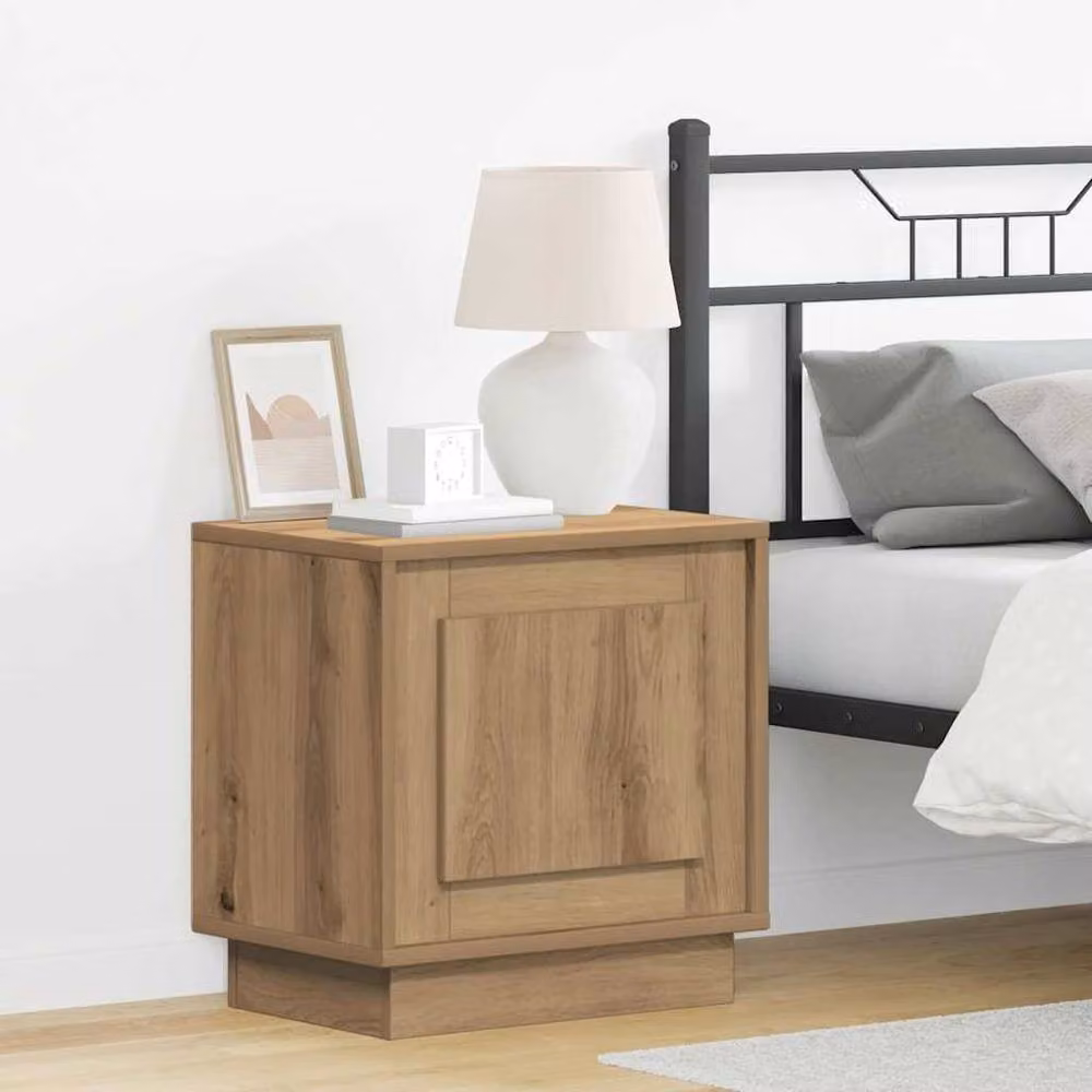Berkfield Home Set of 2 Artisan Oak Bedside Cabinets with Integrated LED Lights, Brown, W: 44 cm, D: 34.5 cm, H: 45 cm – 2