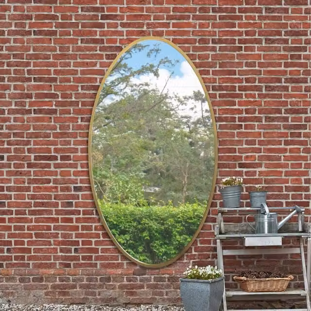 MirrorOutlet The Ovale Modern Oval Hanging Mirror in Gold and Black