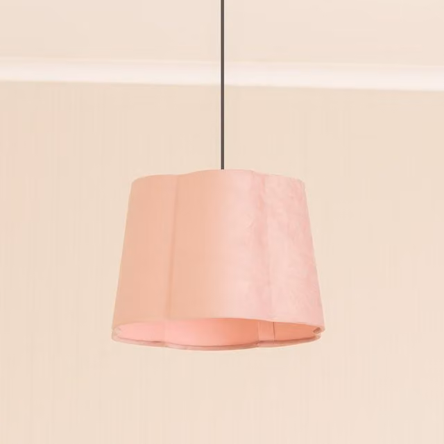 ValueLights Amy Velvet Scallop Shape Ceiling Floor Table Lamp Shade in Blush Pink