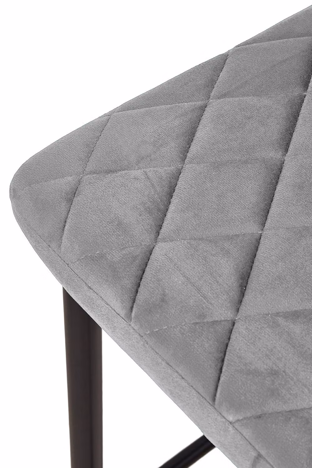 Garden Sanctuary Set of 2 Grey Velvet Upholstered Bar Stools with Black Metal Geometric Frames – 3