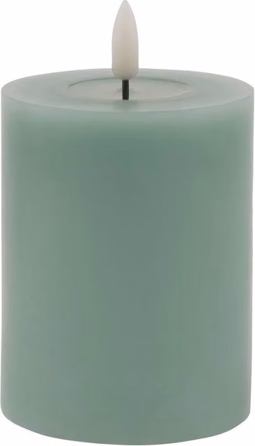 Love Lace Melt Effect Sage Green LED Wax Pillar Candle