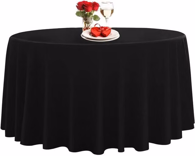 Neel Blue Premium Round Polyester Tablecloth in Black, Diameter: 177.8 cm – 2