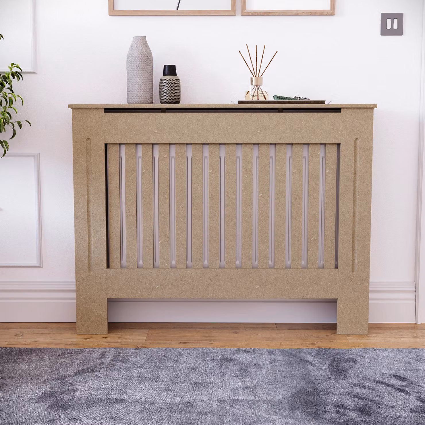 Vida Designs Chelsea MDF Radiator Cover Heating Cabinet, Unfinished Brown, Small – 3