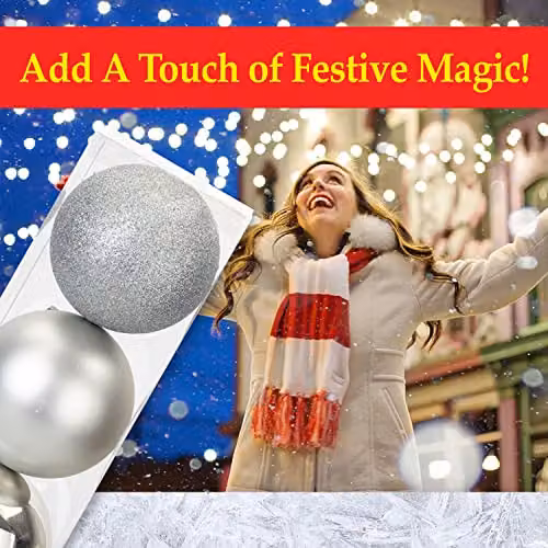 VFM e-Store Silver Round Christmas Baubles, 3 Pack, Diameter: 12 cm – 5