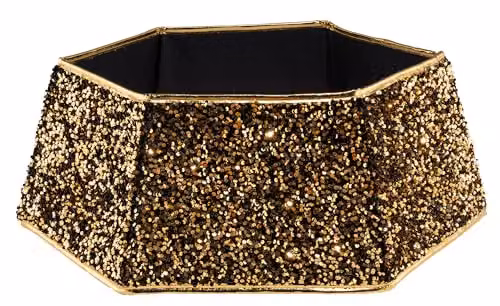 Shatchi Gold Sequin Christmas Tree Skirt, Diameter: 68.07 cm – 5