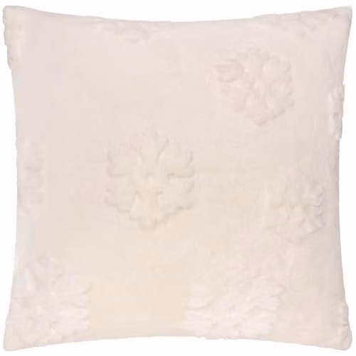 furn Snowflakes Faux Fur and Velvet Square Decorative Cushion, White, W/D/H: 50 x 50 x 50 cm