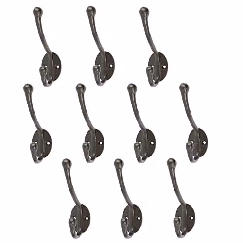 Hammer and Tongs Rounded Hat and Coat Hook, Matt Black Iron, Pack of 10, W: 3.5 cm, H: 12.5 cm – 2