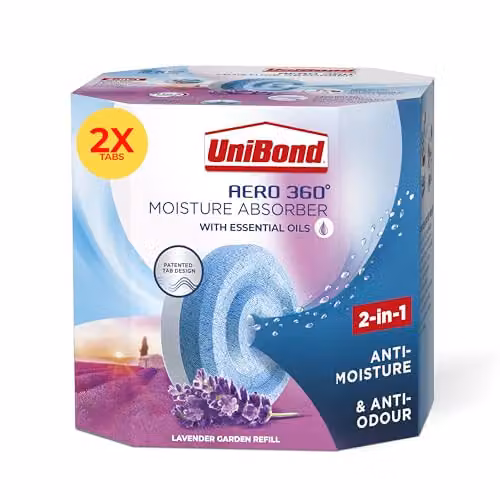 UniBond AERO 360 Moisture Absorber Lavender Garden Refill Tabs, 2 x 450 g – 1