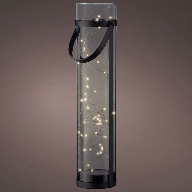 Lumineo Solar LED Lantern in Grey with Warm White Light, Height: 46 cm