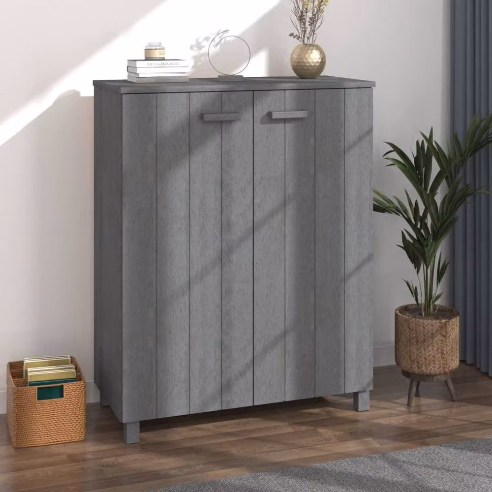 Berkfield Home HAMAR Shoe Cabinet in Dark Grey Solid Pine, W/D/H: 85 x 40 x 108 cm – 2