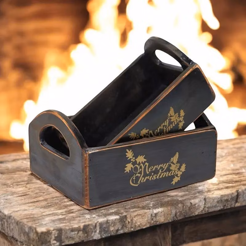 Minster Set of 2 Black Wooden Christmas Boxes – 3