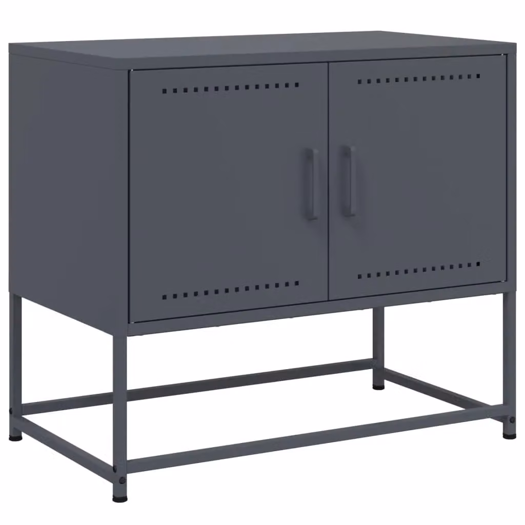 Berkfield Home Industrial Steel TV Cabinet in Anthracite, W/D/H: 68.5 x 39 x 60.5 cm – 2