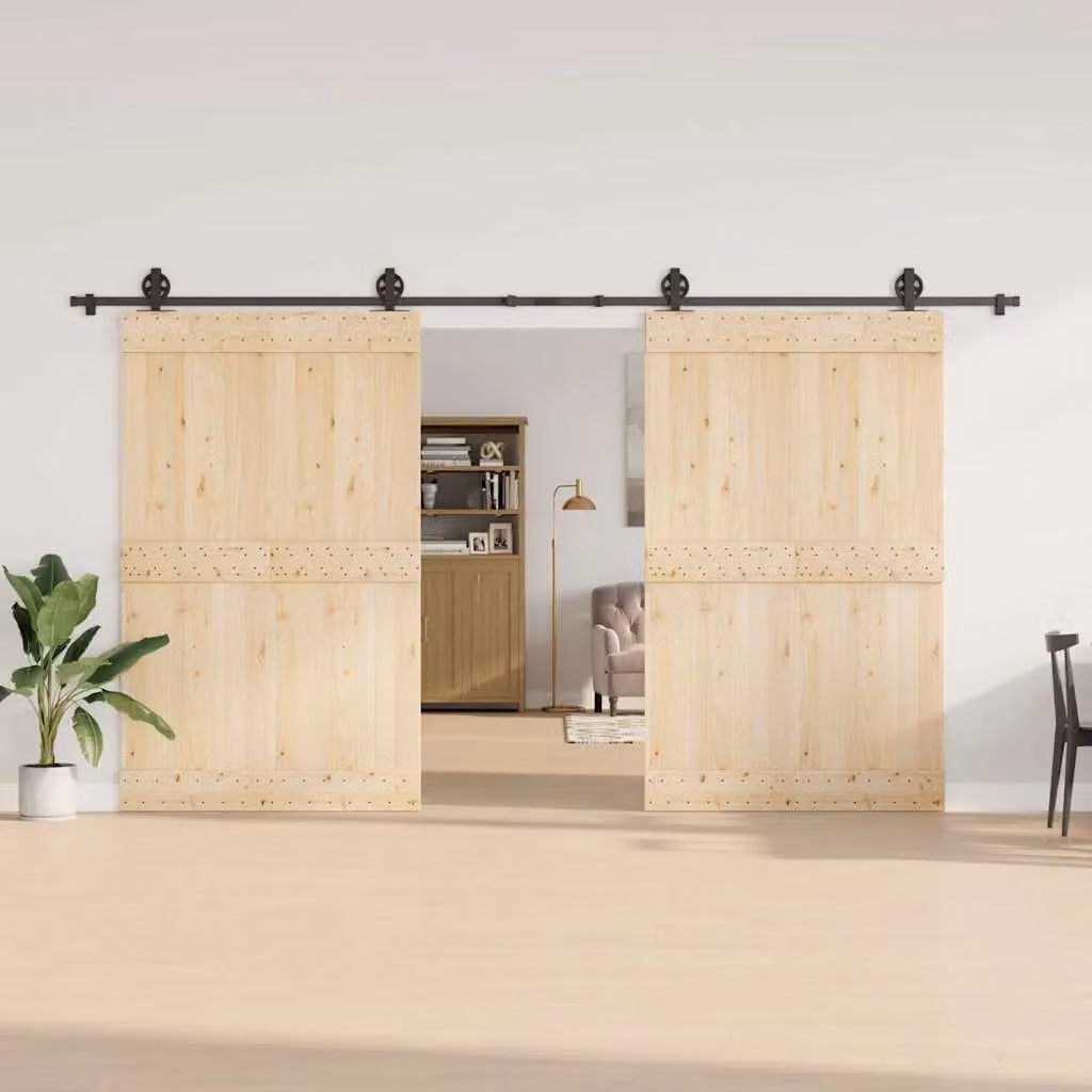 Berkfield Home Sliding Door Hardware Kit, Black Steel, 400 cm – 2