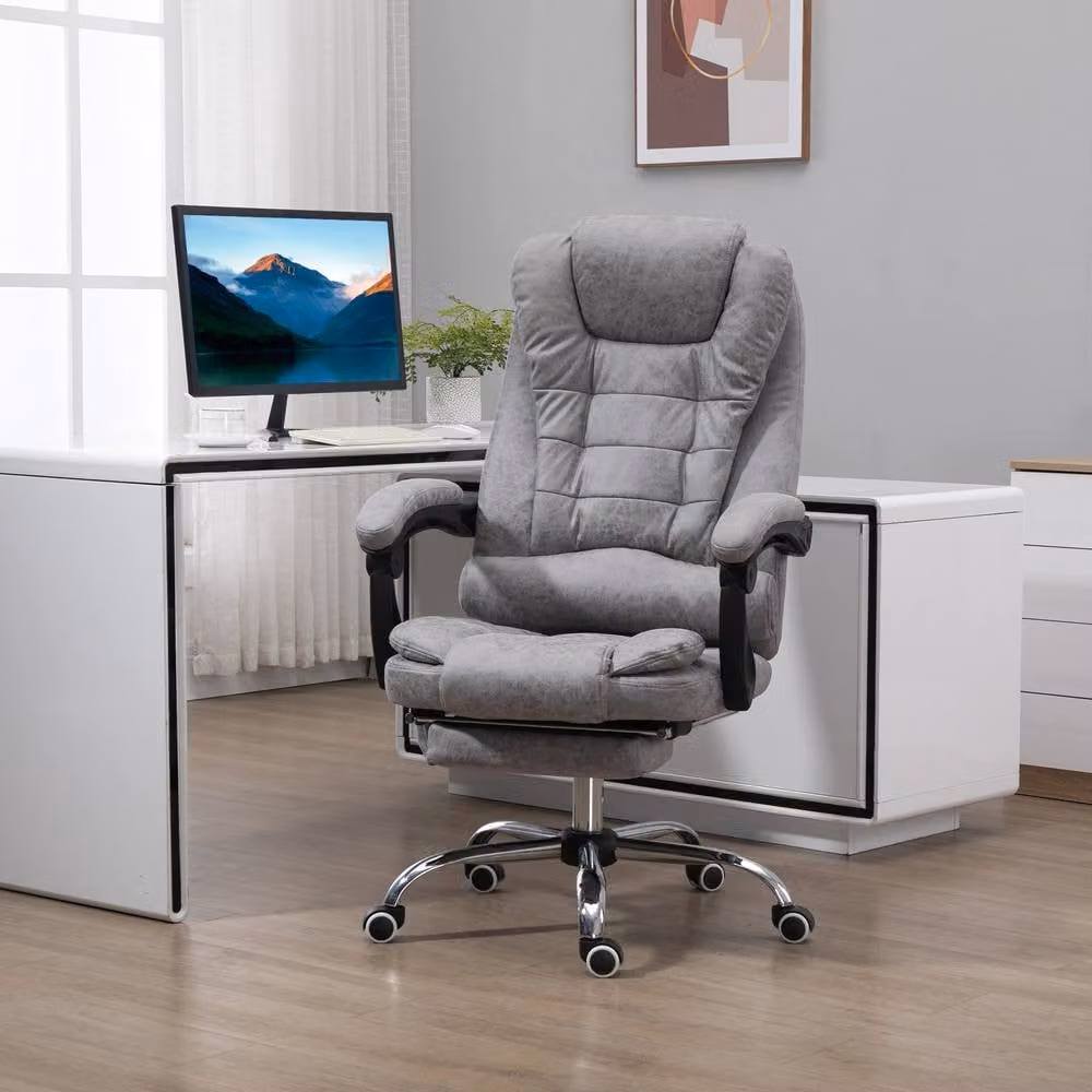 ERGOVEXA Grey Office Chair with 6 Point Massage, Back Heat and Reclining Function – 1