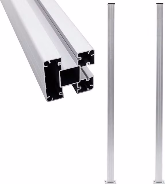 Berkfield Home Rectangular Aluminium and Steel Fence Posts, Silver, Height: 185 cm, 2 Pack