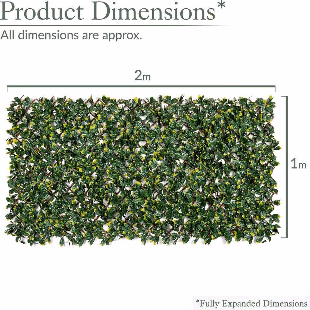 Christow Expandable Artificial Laurel Leaf Trellis Privacy Fence, Green, W: 200 cm, H: 100 cm – 6