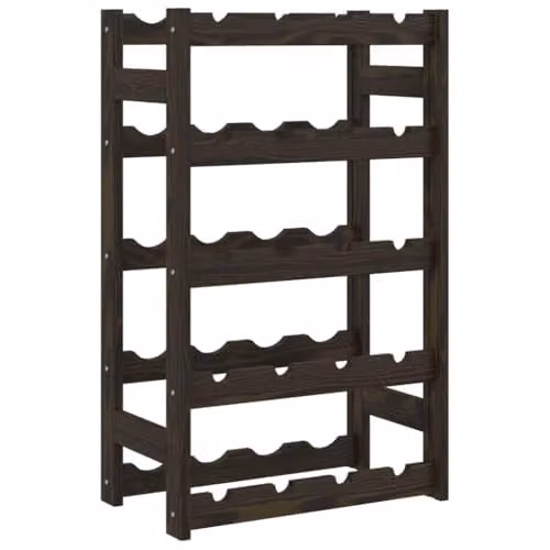 vidaXL Modern Black Solid Pine Wood Wine Rack for 20 Bottles