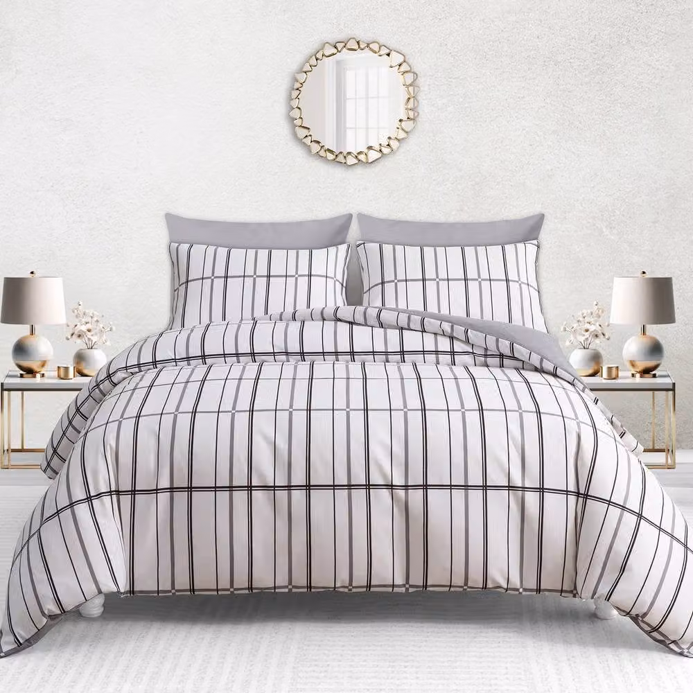 Pamposh Reversible Microfibre Duvet Cover and Pillowcase Set, White, 140 x 200 cm – 2