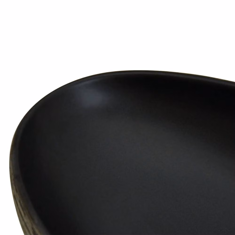 Berkfield Home Oval Ceramic Countertop Basin in Grey and Black, W: 59 cm, D: 40 cm, H: 14 cm – 4