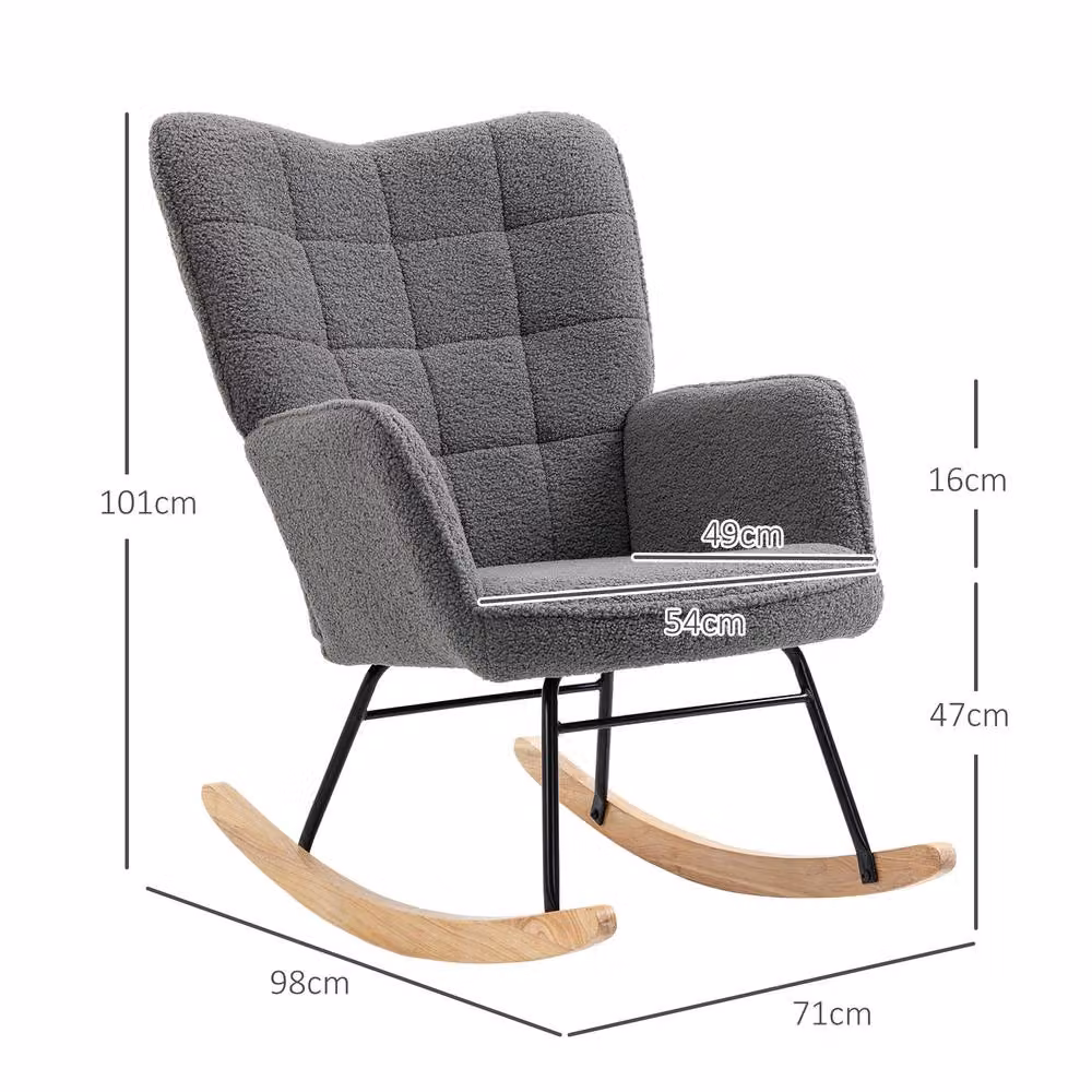 STILVORA Grey Fabric Rocking Chair with Armrests – 2